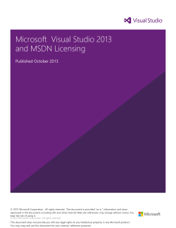 Microsoft  Visual Studio 2013 and MSDN Licensing Published October 2013