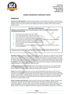 GENERAL MEMBERSHIP AGREEMENT SAMPLE AC4 Fitness 52 N Fairview Ave.