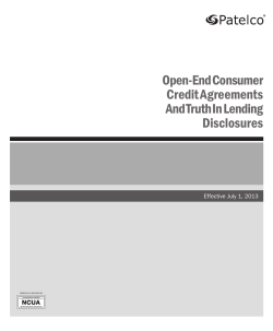Open-End Consumer Credit Agreements And Truth In Lending Disclosures