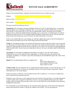 ESTATE SALE AGREEMENT
