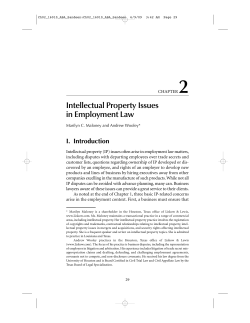 2 Intellectual Property Issues in Employment Law I. Introduction