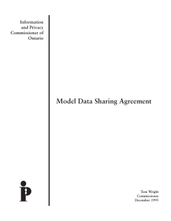 Model Data Sharing Agreement Information and Privacy Commissioner of
