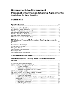 Government-to-Government Personal Information Sharing Agreements CONTENTS