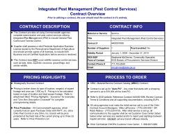 Integrated Pest Management (Pest Control Services) Contract Overview CONTRACT DESCRIPTION CONTRACT INFO