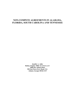 NON-COMPETE AGREEMENTS IN ALABAMA, FLORIDA, SOUTH CAROLINA AND TENNESSEE