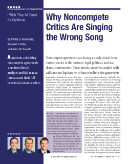 Why Noncompete Critics Are Singing the Wrong Song A