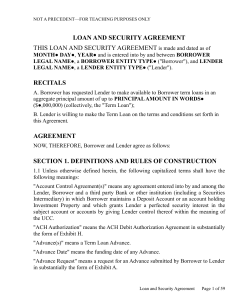 LOAN AND SECURITY AGREEMENT RECITALS THIS LOAN AND SECURITY AGREEMENT