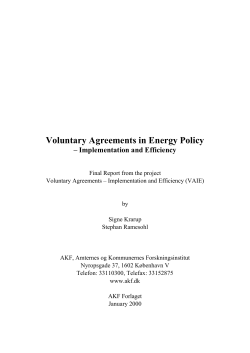 Voluntary Agreements in Energy Policy – Implementation and Efficiency