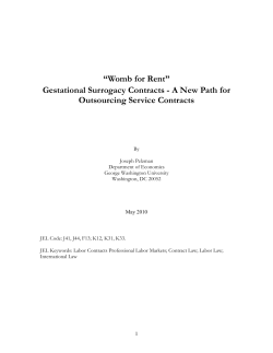 “Womb for Rent” Gestational Surrogacy Contracts - A New Path for