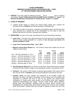 LEASE AGREEMENT HERENCIA GUADALUPANA LAB SCHOOLS INC.—TUSD AT THE SOUTHWEST EDUCATION CENTER