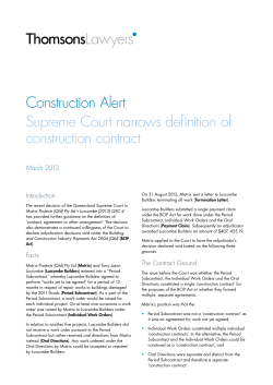 Construction Alert Supreme Court narrows definition of construction contract Introduction