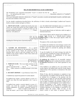 DELAWARE RESIDENTIAL LEASE AGREEMENT