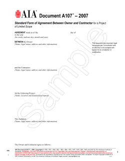 Document A107 – 2007  Standard Form of Agreement Between Owner and Contractor