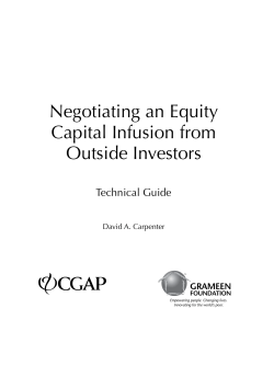 Negotiating an Equity Capital Infusion from Outside Investors Technical Guide