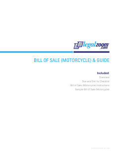 BILL OF SALE (MOTORCYCLE) &amp; GUIDE Included: