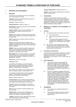 STANDARD TERMS &amp; CONDITIONS OF PURCHASE 1 Definitions and interpretation Definitions