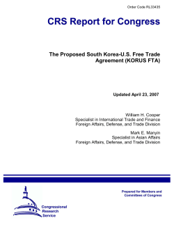 The Proposed South Korea-U.S. Free Trade Agreement (KORUS FTA)