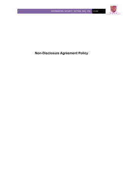 Non-Disclosure Agreement Policy INFORMATION  SECURITY  SECTION  (ISS),  ITSC,  CUHK   