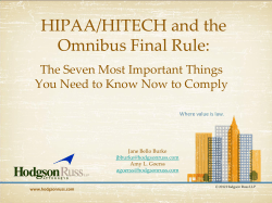 HIPAA/HITECH and the Omnibus Final Rule: The Seven Most Important Things