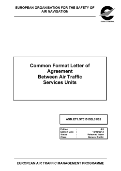 Common Format Letter of Agreement Between Air Traffic
