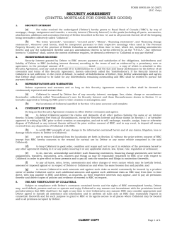 SECURITY AGREEMENT (CHATTEL MORTGAGE FOR CONSUMER GOODS) (a)