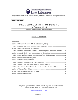 Best Interest of the Child Standard in Connecticut 2014 Edition