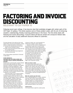 FACTORING AND INVOICE DISCOUNTING RELEVANT TO CAT pApER 10