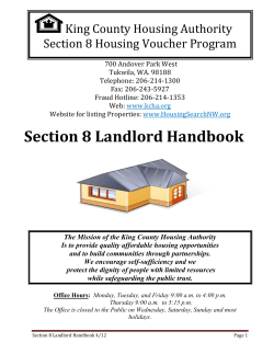 King County Housing Authority Section 8 Housing Voucher Program