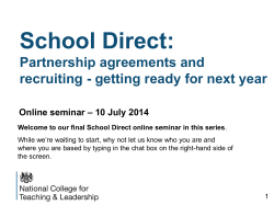 School Direct: Partnership agreements and recruiting - getting ready for next year