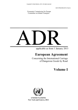 European Agreement Volume I applicable as from 1 January 2013