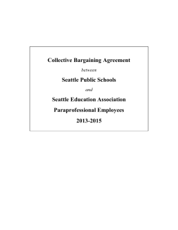 Collective Bargaining Agreement Seattle Public Schools Seattle Education Association Paraprofessional Employees