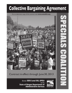 SPECIAL S COALITION Collective Bargaining Agreement Contract in effect through June 30, 2013