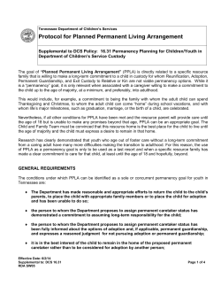 Protocol for Planned Permanent Living Arrangement