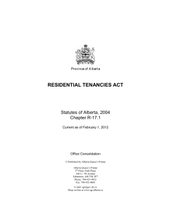 RESIDENTIAL TENANCIES ACT  Statutes of Alberta, 2004 Chapter R-17.1