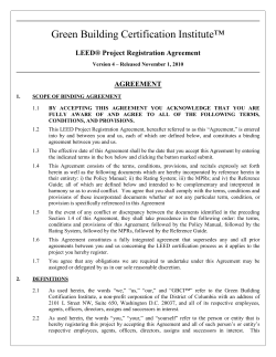 Green Building Certification Institute™  LEED® Project Registration Agreement AGREEMENT