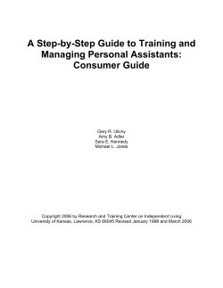 A Step-by-Step Guide to Training and Managing Personal Assistants: Consumer Guide