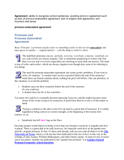 Pronouns and Pronoun-Antecedent Agreement