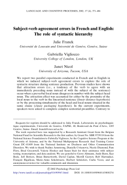 Subject-verb agreement errors in French and English: Julie Franck Gabriella Vigliocco