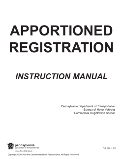 APPORTIONED REGISTRATION INSTRUCTION MANUAL Pennsylvania Department of Transportation