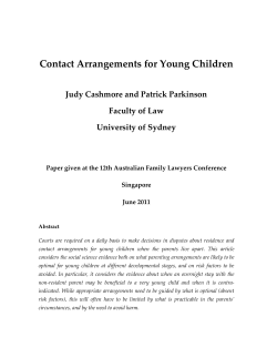 Contact Arrangements for Young Children  Judy Cashmore and Patrick Parkinson