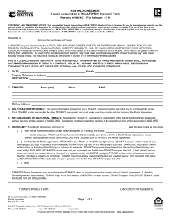 RENTAL AGREEMENT Hawaii Association of REALTORS® Standard Form