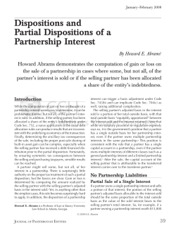 Dispositions and Partial Dispositions of a Partnership Interest