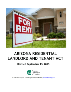 ARIZONA RESIDENTIAL LANDLORD AND TENANT ACT Revised September 13, 2013