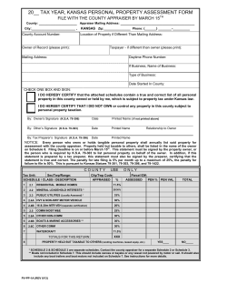 20__ TAX YEAR, KANSAS PERSONAL PROPERTY ASSESSMENT FORM