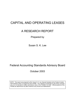 CAPITAL AND OPERATING LEASES  A RESEARCH REPORT Federal Accounting Standards Advisory Board