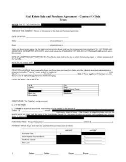 Real Estate Sale and Purchase Agreement - Contract Of Sale Texas