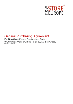 General Purchasing Agreement For New Store Europe Deutschland GmbH,
