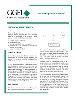 Accounting For Your Future  THE USE OF FAMILY TRUSTS