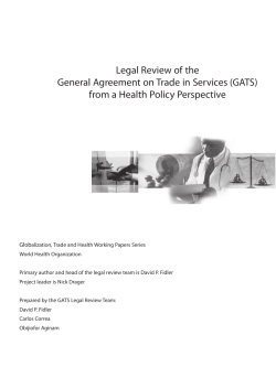 Legal Review of the General Agreement on Trade in Services (GATS) Glob