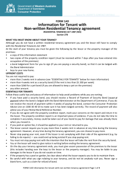 Information for Tenant with Non-written Residential Tenancy agreement FORM 1AD